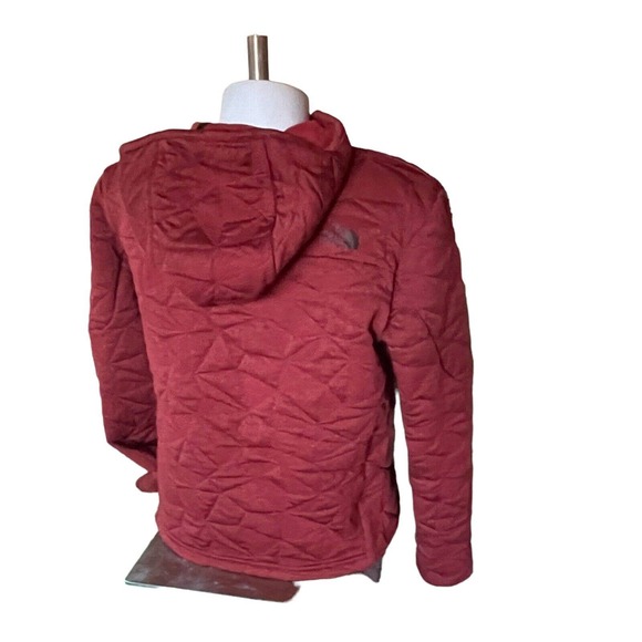 The North Face Brick Red Quilted Fleece Hoodie Jacket Pullover XS EUC - Picture 10 of 16